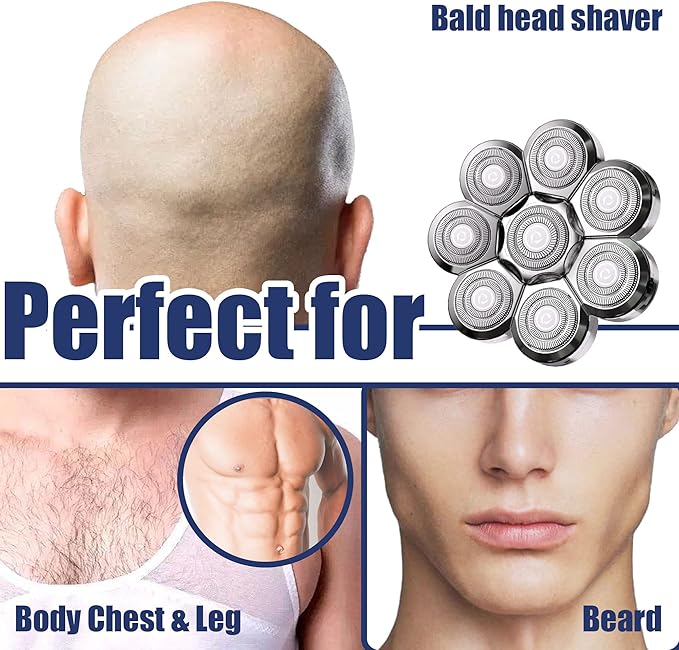 Universal Replacement Heads for Blade,Replacement Blades Compatible with Most Major Head Shaver Brands, Easy-to-Install Electric Razor Shaver Heads for Bald Men. (8 Silver)