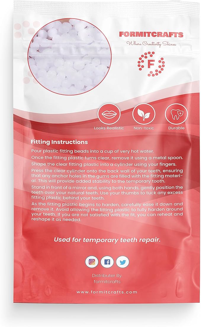 Thermoplastic Beads for Teeth Repair– for DIY Tooth Filling – Moldable Thermal Beads for Teeth Repair – Ideal for Chipped, Cracked Teeth – Realistic and Durable (40 Grams)