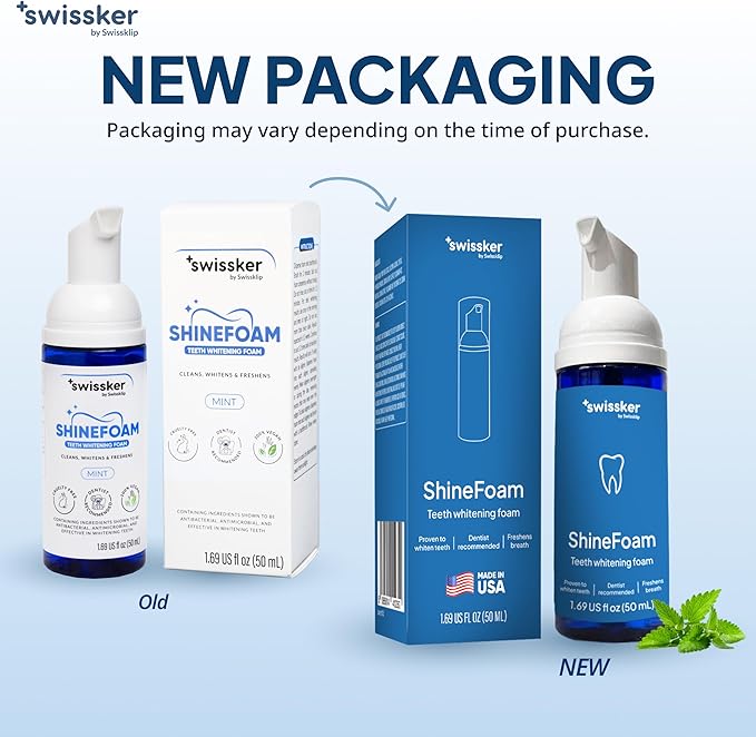 Swissklip Teeth Whitening Foam | Mint Flavor Whitening Toothpaste | Teeth Whitener I Professional Teeth Whitening Kit | 100% Vegan - Made in USA - 1.69 oz - Pack 1
