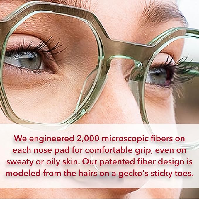Setex Gecko Grip Ultra-Thin 0.6mm Anti Slip Eyeglass Nose Pads, (5 Clear Pair) USA Made, 2500 Innovative Microstructured Fibers per Nose Pad, 0.6mm x 7mm x 16mm