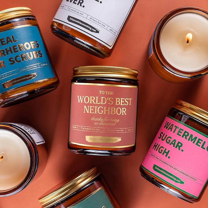 Worlds Best Neighbor Lavender Soy Candle | Neighbors Appreciation Gift for House Warming, New Home, Farewell, Goodbye, Moving Out | Welcome to The Neighborhood Housewarming Gifts for New Neighbors