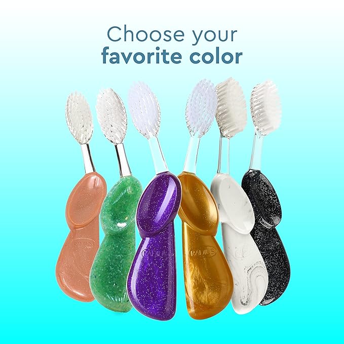 RADIUS Big Brush with Replaceable Head BPA Free & ADA Accepted Toothbrush Designed to Improve Gum Health & Reduce Gum Issues - Right Hand - Gold - Pack of 1
