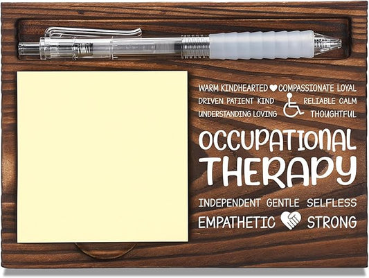 Occupational Therapy Appreciation Gifts, Thank You Gift for Occupational Therapist, OT Office Coworkers Staff Appreciation Gifts, Sticky Note Holder Wooden Notepad & Pen Holder 6.5" x 4.7" - FTA266