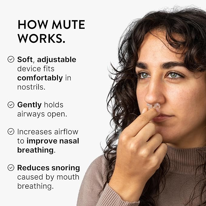 Mute Nasal Dilator Snoring Solution | Starter Pack | Snore Less & Sleep Better | Nasal Strip Alternative | Comfortable Breathing Aids for Better Sleep & Improved Airflow