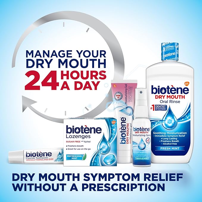 Biotene Oral Rinse Mouthwash for Dry Mouth, Breath Freshener and Dry Mouth Treatment, Fresh Mint - 2x33.8 fl oz