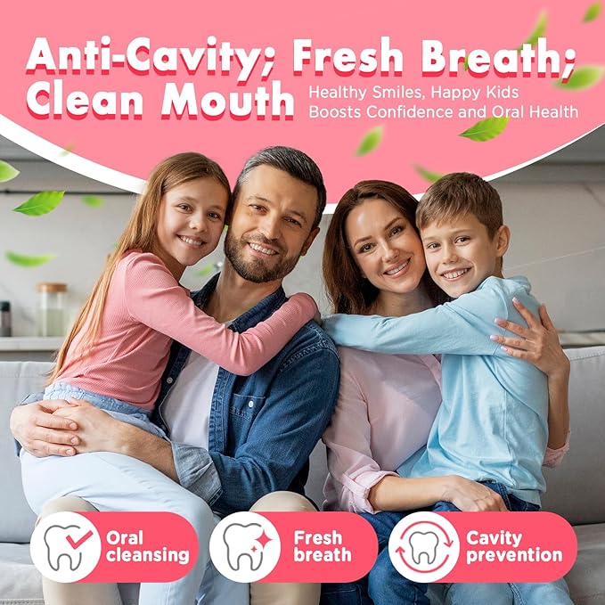 Mouth Spray for Kids Toddler Toothpaste Helper Fluoride Free Baby Toothpaste Cavity Protection Oral Care with Natural P113+ Antibacterial Peptide for Newborns to Age 6 (Grape&Strawberry)