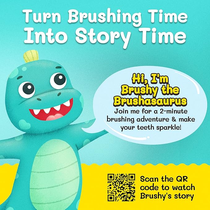 Kids Soft Bristle Dinosaur Toothbrush for Ages 2+, Gentle and Cute Toothbrush for Children with Replaceable Brush Head, Ergonomic Handle Kids Brush for Teeth Care Ideal for Toddlers, Dinosaur Design