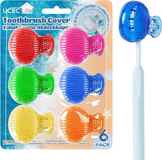 UCEC Travel Toothbrush Head Covers, Toothbrush Cover Caps Case, Tooth Brush Head Case Plastic Clip, for Household Travel, Fits Electronic and Manual Toothbrushes, 6 Packs