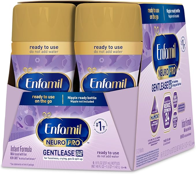Enfamil NeuroPro Gentlease Baby Formula, Brain and Immune Support with DHA, Clinically Proven to Reduce Fussiness, Crying, Gas & Spit-Up in 24 Hours, 8 Fl Oz Bottles (6 count) (Pack of 4)