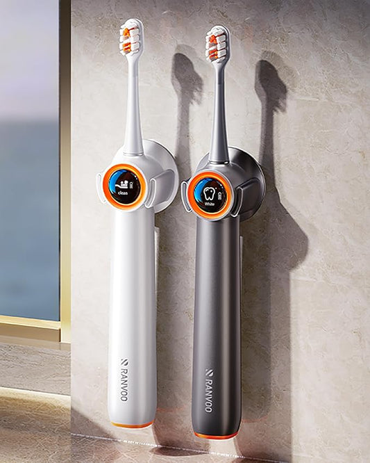 RANVOO AirJet PH3 [Vibrating & Flossing 2-in-1] Bubble Sonic Electric Toothbrush, Plaque Removal, White for Adult Protect Gum Orthodontic Teeth Clean Rechargeable Gift with 2 Soft Brush Heads White