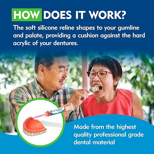 DenSureFit Upper Denture Reline Kit, Soft Silicone Denture Reliner Repair and Care Combo Kit with Extra Comfort Liner, Refit and Tighten for a Secure, Comfortable Fit