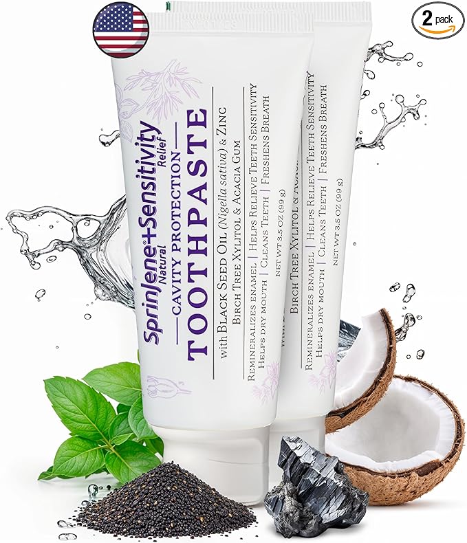 SprinJene Natural Sensitivity Relief Toothpaste with Fluoride – 2 Pack