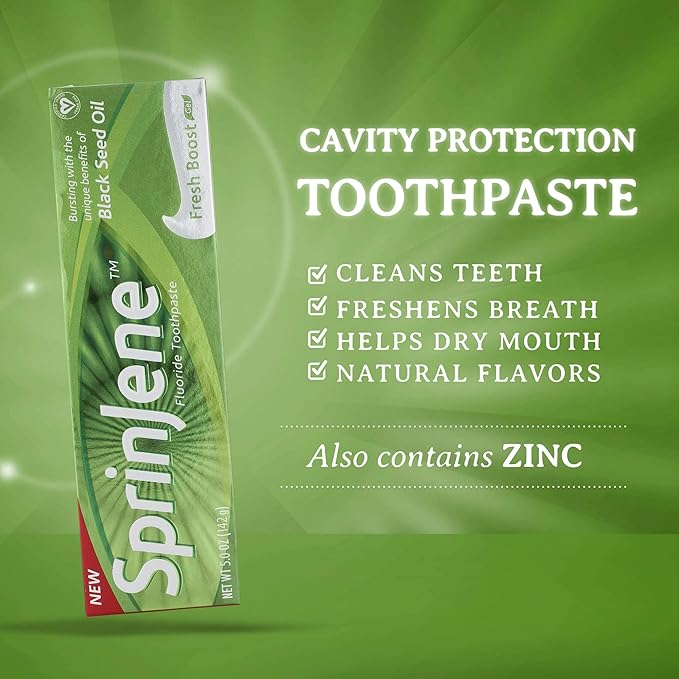 SprinJene Original Fresh Boost | Cavity Protection Toothpaste with Fluoride for Fresh Breath & Healthy Teeth | 2 Pack