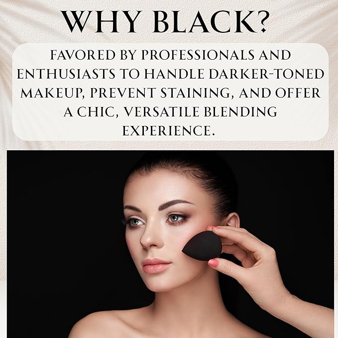 Beauty Blender Black Makeup Sponge– Premium Black Blender Foundation Applicator for Women & Teens, Versatile Face Sponge & Beauty Tool for Seamless Face Makeup and Professional Artists