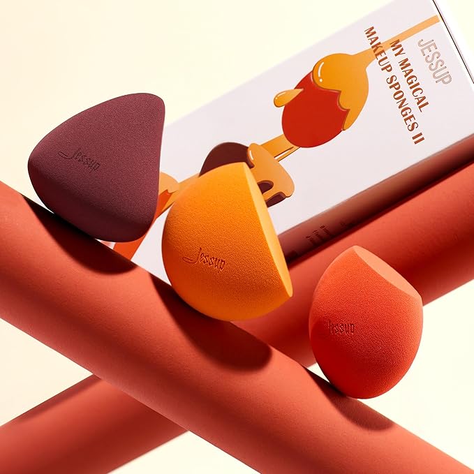 Jessup Makeup Sponge Set, 3pcs Make up Sponges for Face Soft Beauty Sponges Foundation Sponge Makeup Blender Concealer Sponge, SP013