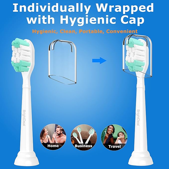 BrightDeal Replacement Toothbrush Heads for Philips Sonicare ProtectiveClean 4100 5100 6100 DailyClean DiamondClean EasyClean PowerUp Plaque Control Gum Health C2 G2 HX6817/01 HX6857/11 White, 4 Pack