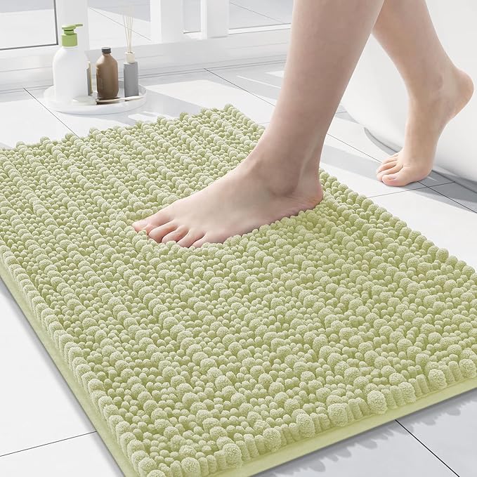 Arotive Luxury Chenille Bathroom Rug Mat, Extra Soft Thick Absorbent Shaggy Bath Rugs, Non-Slip Machine Wash Dry, Plush Bath Mats for Bathroom, Shower and Tub, 24x16, Vanilla
