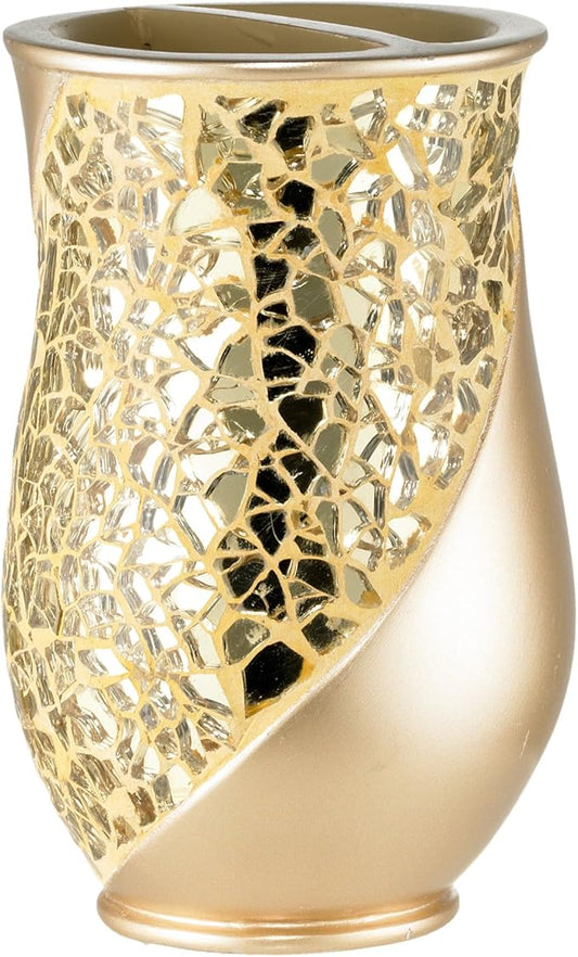 Zahari Home Sinatra Bath Tooth Brush Holder Modern Tooth Brush and Toothpaste Holder, Champagne