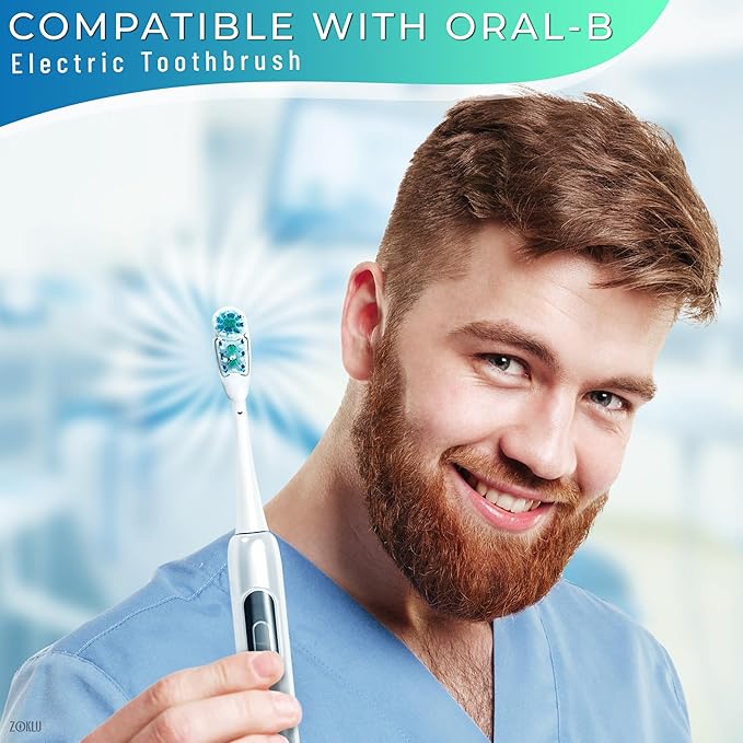 4 Pcs Replacement Tooth Brush Heads with Soft Bristles | Sensitive Toothbrush Heads Compatible with Oral-B 3733 4732 4734 Models – Dual Cleaning Action, Snap-On Design for Daily Oral Care & Cleaning
