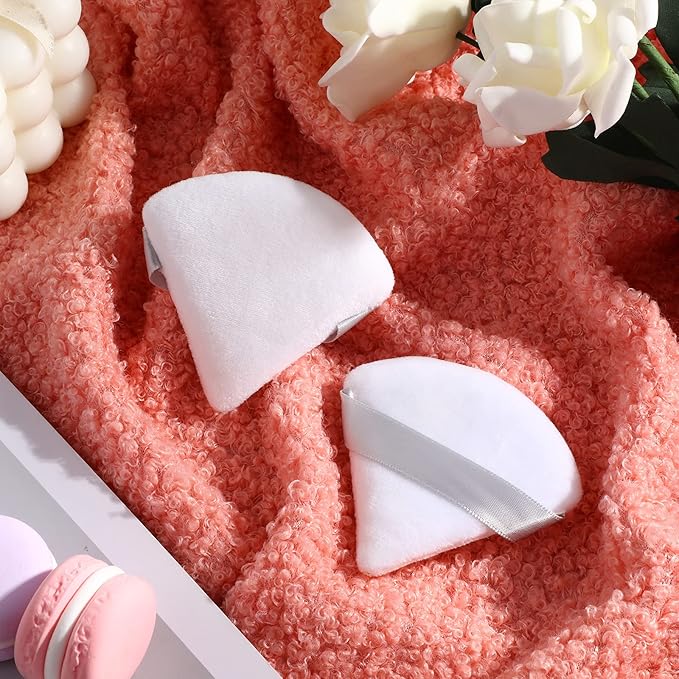 Maitys 12 Pieces Powder Puff Triangle Face Makeup Cosmetic for Loose Powder Soft Body Washable Reusable Foundation Sponge Mineral Wet Dry Makeup Tool for Women(Small,White)