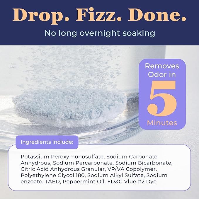 Retainer Cleaning Tablets - Individually Sealed Retainer Cleaner Aligners, Night Guards and Dentures, Dental Pod Tablets for Travel, Gym, and Work, Fast Dissolve Mint Formula, 120 Count