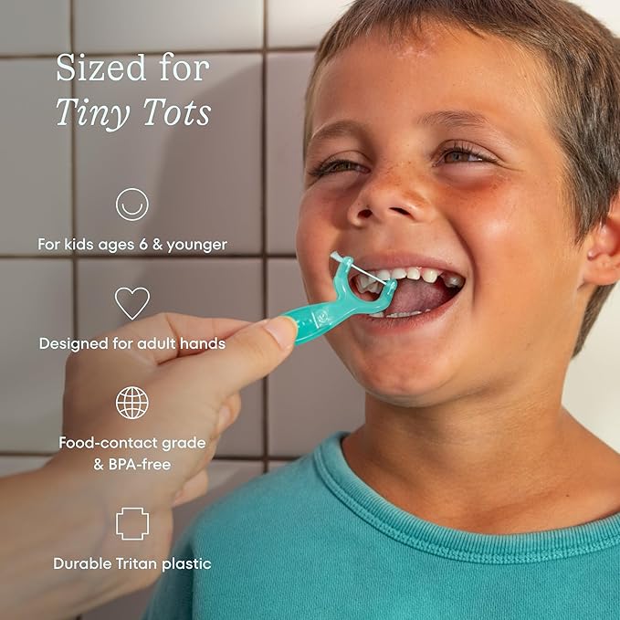 Cocolab Kids Reflosser, Reusable, BPA-Free Flosser for Children with Sticker Pack, Dentist-Designed Eco-Friendly Oral Care Tool, Floss Holder for Healthy Teeth (Floss Not Included)