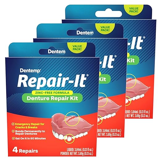 Dentemp Repair Kit - Repair-It Advanced Formula Denture Repair Kit - Repairs Broken Dentures, Mends Cracks and Replace Loose Teeth (2 Pack (12 Count))