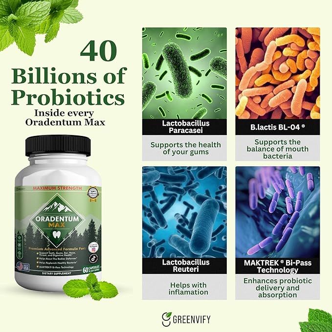 Oradentum Max Probiotic Supplement, 40 Billion CFU, 60 Capsules, 30 Day Supply (3)