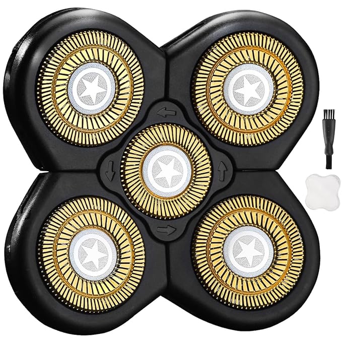 ANYSONIC Star 5 Blades Shaver Replacement Heads Compatible with Freedom Gold Head Shaver, ANYSONIC 5 Blades Replacement Blades Wet and Dry Use(5 Blades, Gold)