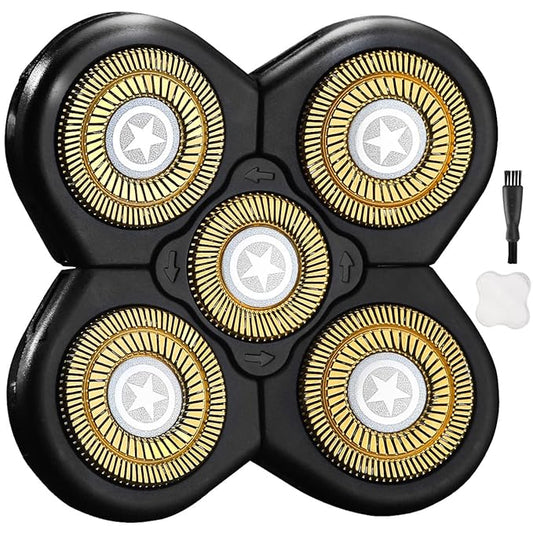 ANYSONIC Star 5 Blades Shaver Replacement Heads Compatible with Freedom Gold Head Shaver, ANYSONIC 5 Blades Replacement Blades Wet and Dry Use(5 Blades, Gold)