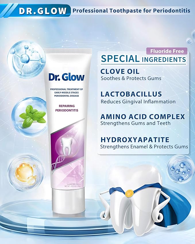 Toothpaste Gum Repair for Receding Gums, Periodontal Disease, Bad Breath, Gum Regrowth, Loose Tooth Repair - 2 Tubes
