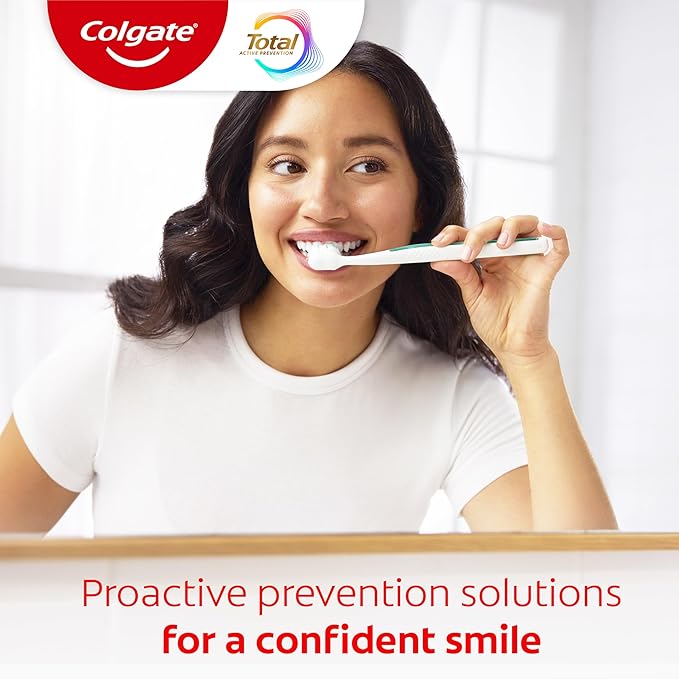 Colgate Total Clean Mint Toothpaste, 10 Benefits, No Trade-Offs, Freshens Breath, Whitens Teeth and Provides Sensitivity Relief, Clean Mint Flavor, 4 Pack, 5.1 Oz Tubes