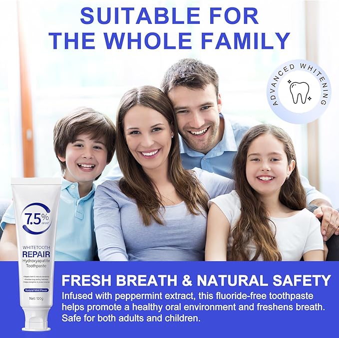 2Pcs Hydroxyapatite Toothpastes for Enamel Protection and Tooth Strengthening, with Gentle Mint, Provides Long-Lasting Fresh Breath, Daily Use for Oral Health, 4.23 OZ