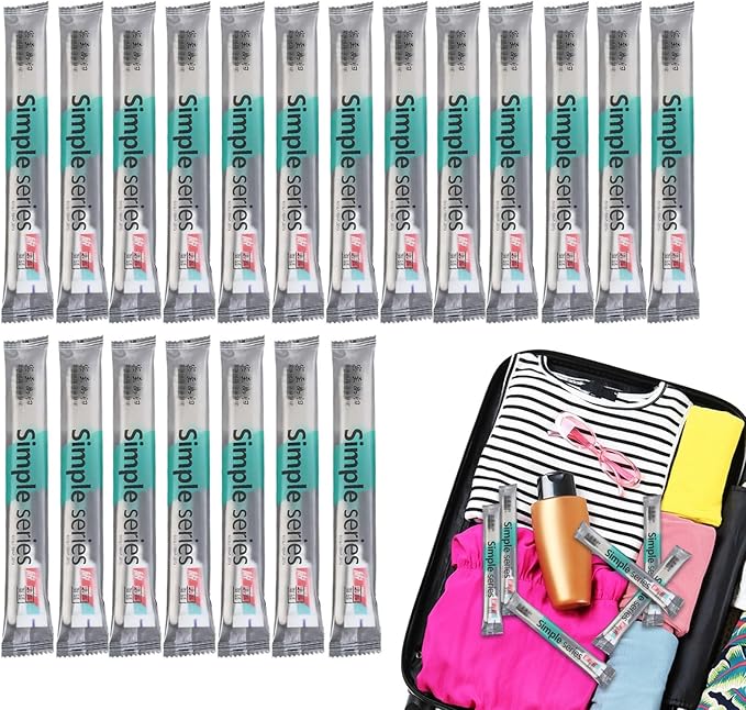 Disposabled Travel Toothbrush - 20-Piece Hygiene Kit, Pre-Loaded with Toothpaste, Portable Brushing with Individual Packaging, Orals Care Set, Hotel Amenity for Convenient Use
