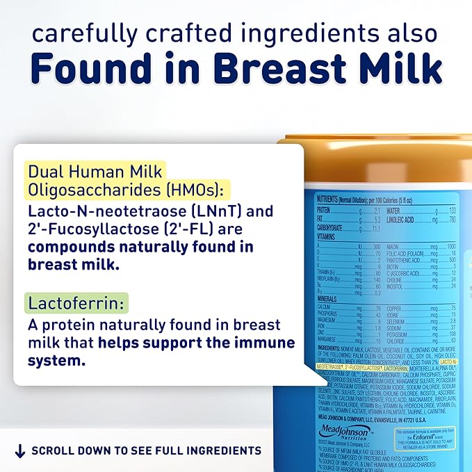 Enfamil Optimum (Enspire), Our Closest Formula to Breast Milk, Immune-Supporting Lactoferrin and Brain-Supporting DHA Baby Formula, Powder 20.5 Oz Tub, Pack of 2