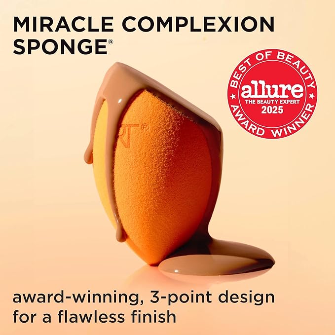 Real Techniques Miracle Complexion Makeup Sponge, 4-Pack Beauty Blender For Liquid & Cream Foundation, Streak-Free Coverage, Latex-Free, Vegan & Cruelty-Free