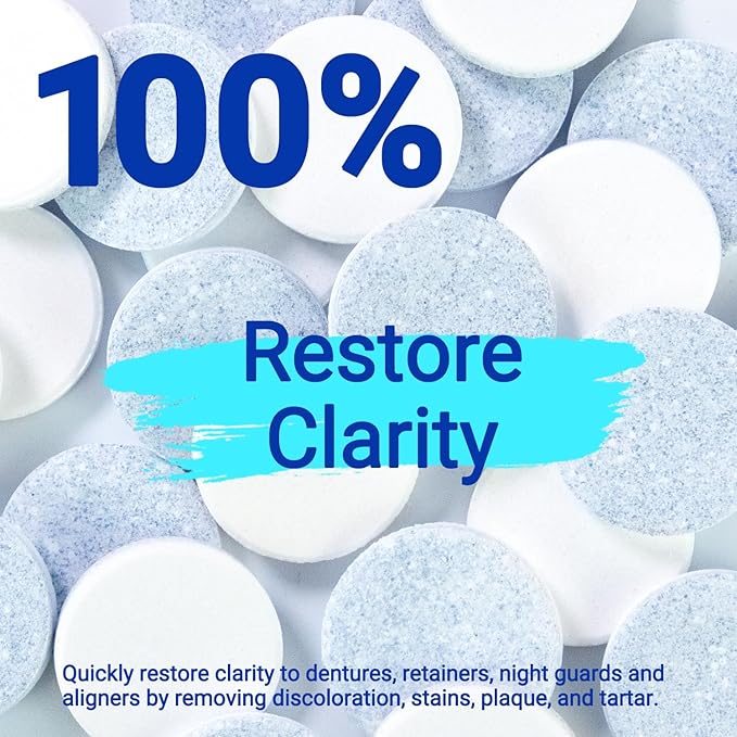 MySmile Ultrasonic Retainer Cleaner Machine with Tablets- 45kHz White Dental Pod with 200ML Capacity and MySmile Retainer Cleaner with 120 Denture Cleaning Mint Flavor Tablets