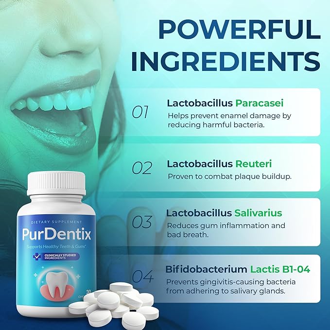Oral Health Probiotic – 4-Strain Formula for Healthy Gums, Teeth & Fresh Breath – 30 Chewable Tablets