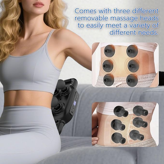 Six Head Massage Gun, 50 Intensity Levels & 9 Massage Modes, Equipped with 3 Different Massage Heads, Massage Gun with Adjustable Belt Ideal Gifts for Women, Men, Mom, and Dad