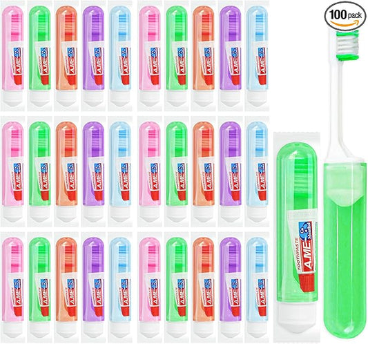 Traveling Toothbrush and Toothpaste 3gram,Disposable Toothbrushes Mini Toothbrush With Toothbrush Cover,Bulk Toothbrush And Toothpaste,Folding Toothbrushes Camping Toothbrush For Camping,Hiking (100)