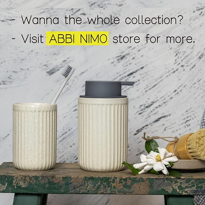 2 Pack Beige Speckled Ceramic Toothbrush Holder, Rippled Cylinder Tumbler for Bathroom Countertop, Makeup Brush Holder, Pen Organizer, Multipurpose Bathroom Accessory