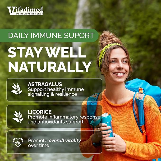Herbal Innate Immunity, Daily Immune Support, Flavonoid, Antioxidants,Tonic Adaptogen with Astragalus,Licorice, HuangQi,Digestive & Respiratory Health,Fatigue,Dizziness - 3 Months Supply