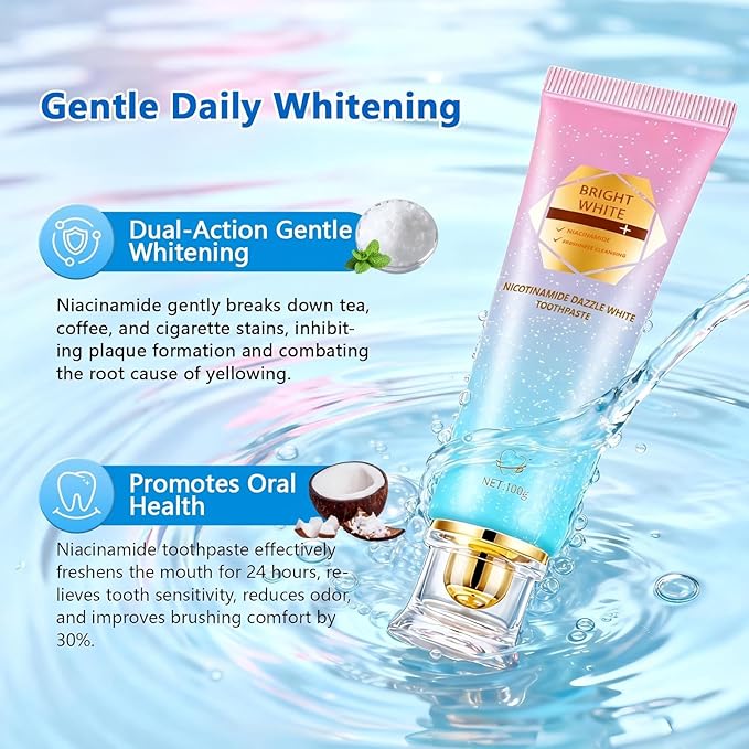 Niacinamide Whitening Toothpaste, Kimralur Triple Whitening Intensive Niacinamides Toothpastes, Fluoride-Free Formula is Suitable for Sensitive Teeth (2)