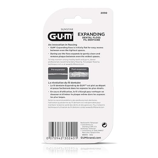 GUM Deep Clean Expanding Dental Floss - Waxed Woven Floss - Effective Plaque Removal for Tight Teeth - Unflavored (Pack of 2)