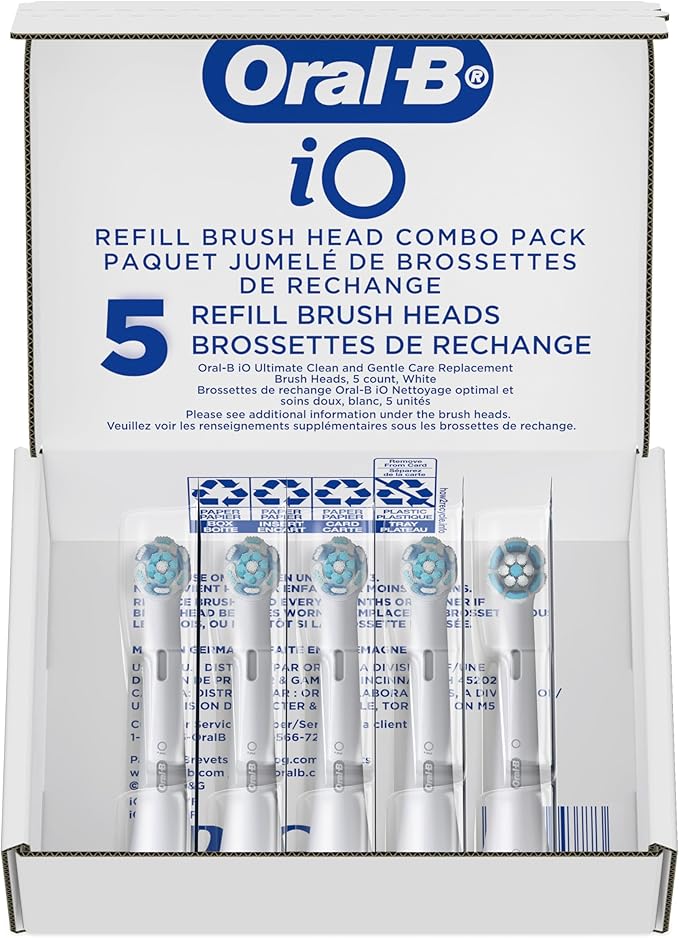 Oral-B iO Ultimate Clean Replacement Brush Heads, 5 Count, 4 Ultimate Clean + 1 Gum & Sensitive White