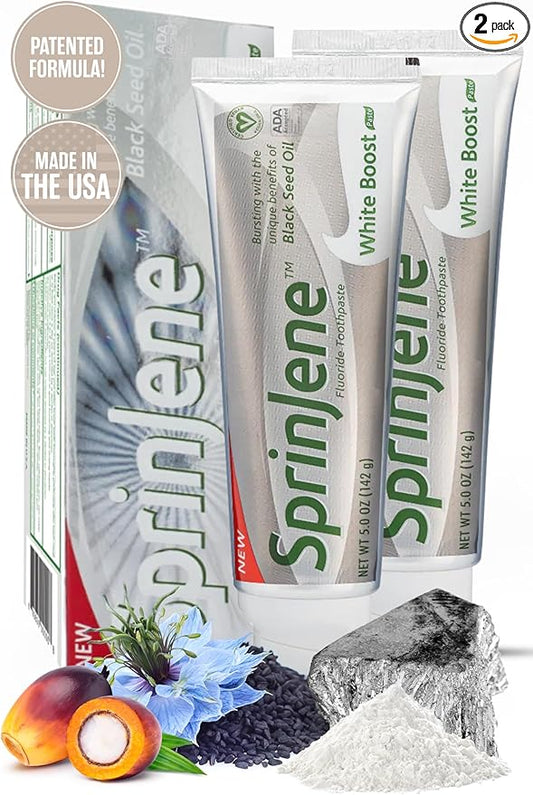 SprinJene Original White Boost | Whitening Toothpaste with Fluoride for Cavity Protection | 2 Pack