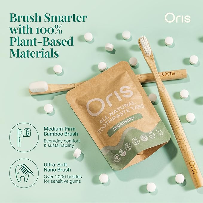 Oris Starter Bundle – 1 Month Supply: Natural Toothpaste Tablets | Fluoride-Free, Travel-Friendly, Kid-Safe with Enamel-Strengthening Nanohydroxyapatite (62 Count (Pack of 1), Cinnamon)