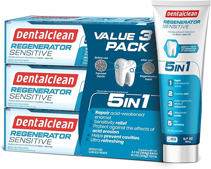 Alcohol-Free Mouthwash 33.8 Fl Oz (Blue Diamond Mint) + Pack of 3 Regenerating Tooth Gel – Natural Mint
