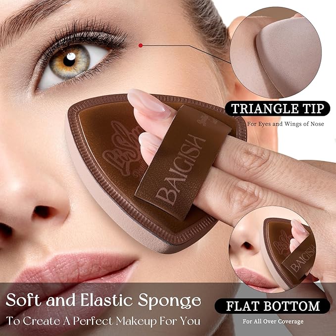 Makeup Sponge Set For Foundation Concealer, Triangle Powder Puff Soft Sponges Blender, Latex Free Blender Sponge For Liquid, Cream, and Powder Seamless & Flawless Makeup (Maillard 4 Set)