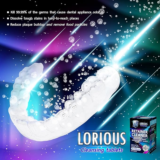 Retainer Cleaner and Other Dental Appliances Cleaner Tablets (120 tablets) for 4 months supply. For Retainer, Denture Appliances, Aligner and Mouth Guard.